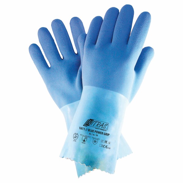 Chemikalienschutzhandschuhe Nitras 1611 BLUE POWER GRIP im 12er Pack